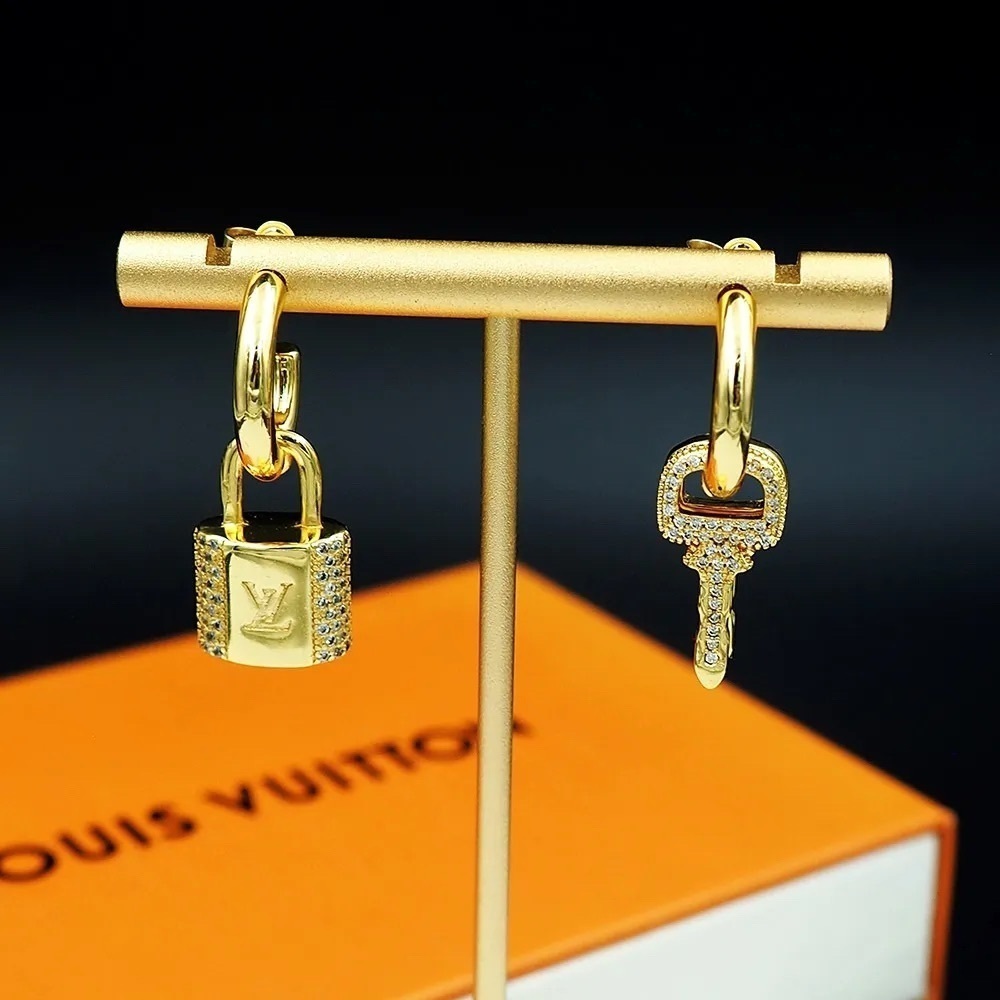 LV Gold or Silver Lock & Key Earrings - Picture 3 of 4